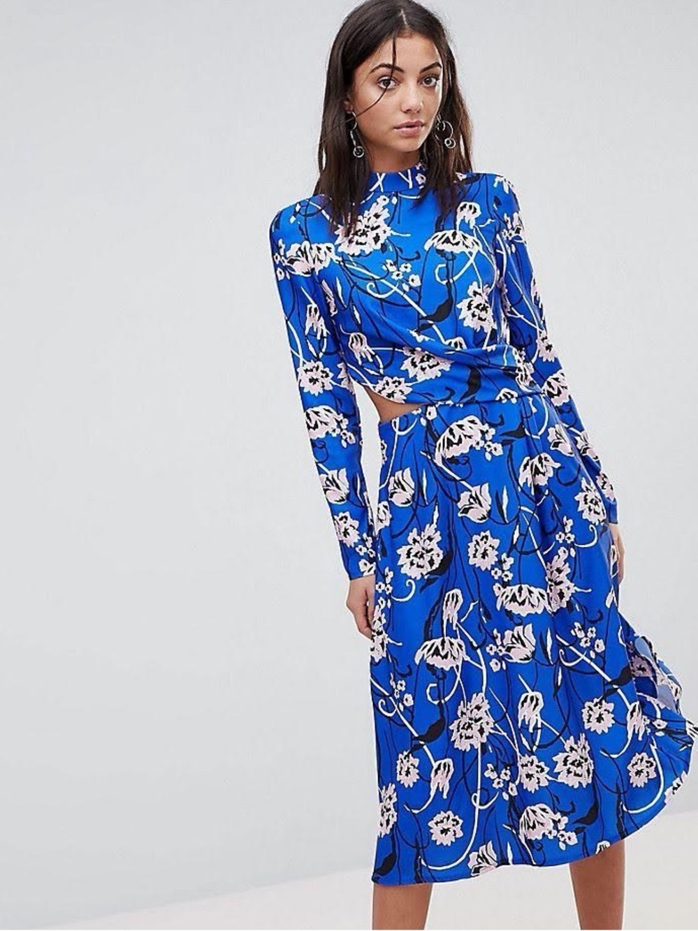 ASOS Blue Floral Midi Dress